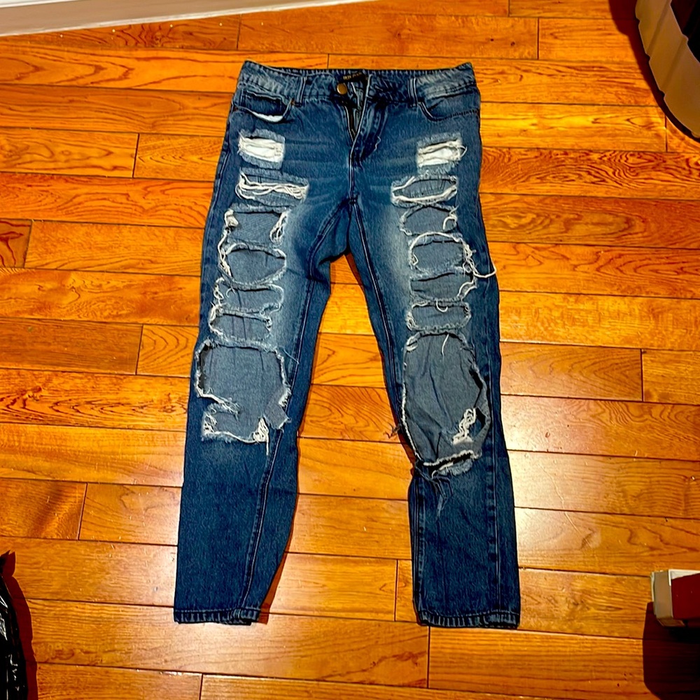 Blue ripped jeans
